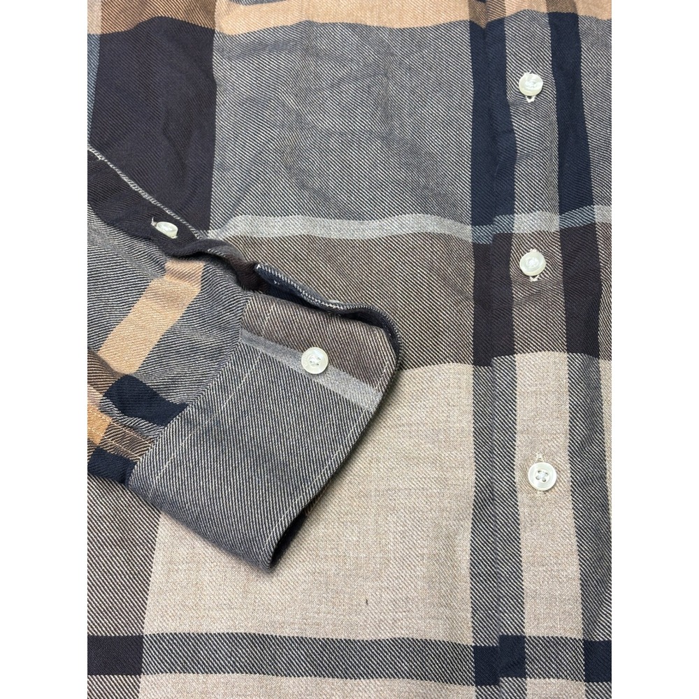 Barbour Mens Regular Fit Plaid Button Down Shirt Navy Tan Grey MSH5382TN63 Small - Picture 3 of 10